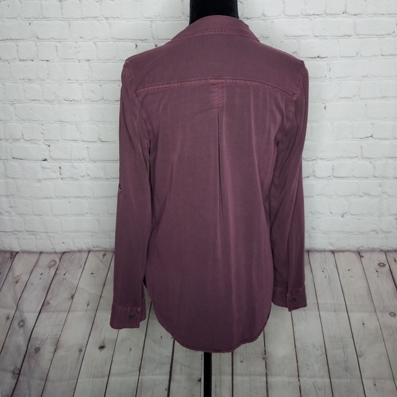 Rock & Republic Burgandy Button Up Long Sleeve Top - Picture 6 of 7